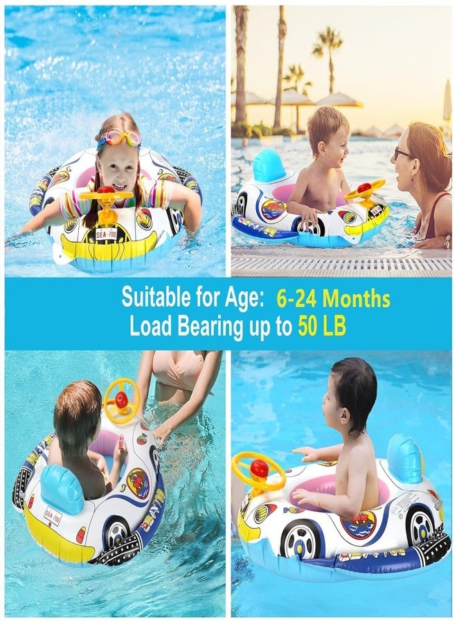 HELIMIX Swimming Ring for Kids Girls and Boys Swimming Tube Inflatable Swim Ring Boat Pool for Baby with Handle Provides Security Comfort with stering Tube for Kid 0 to 4 Year. - Image 5
